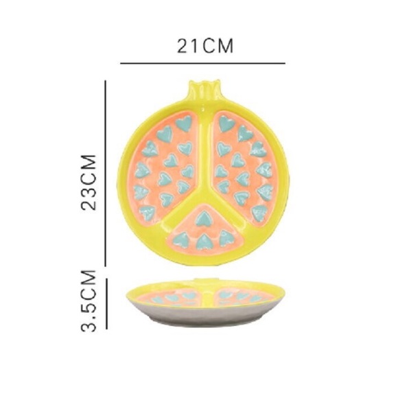 Ceramic dish plate fruit shape avocado peach pomegranate design kitchen dining - Picture 6 of 7